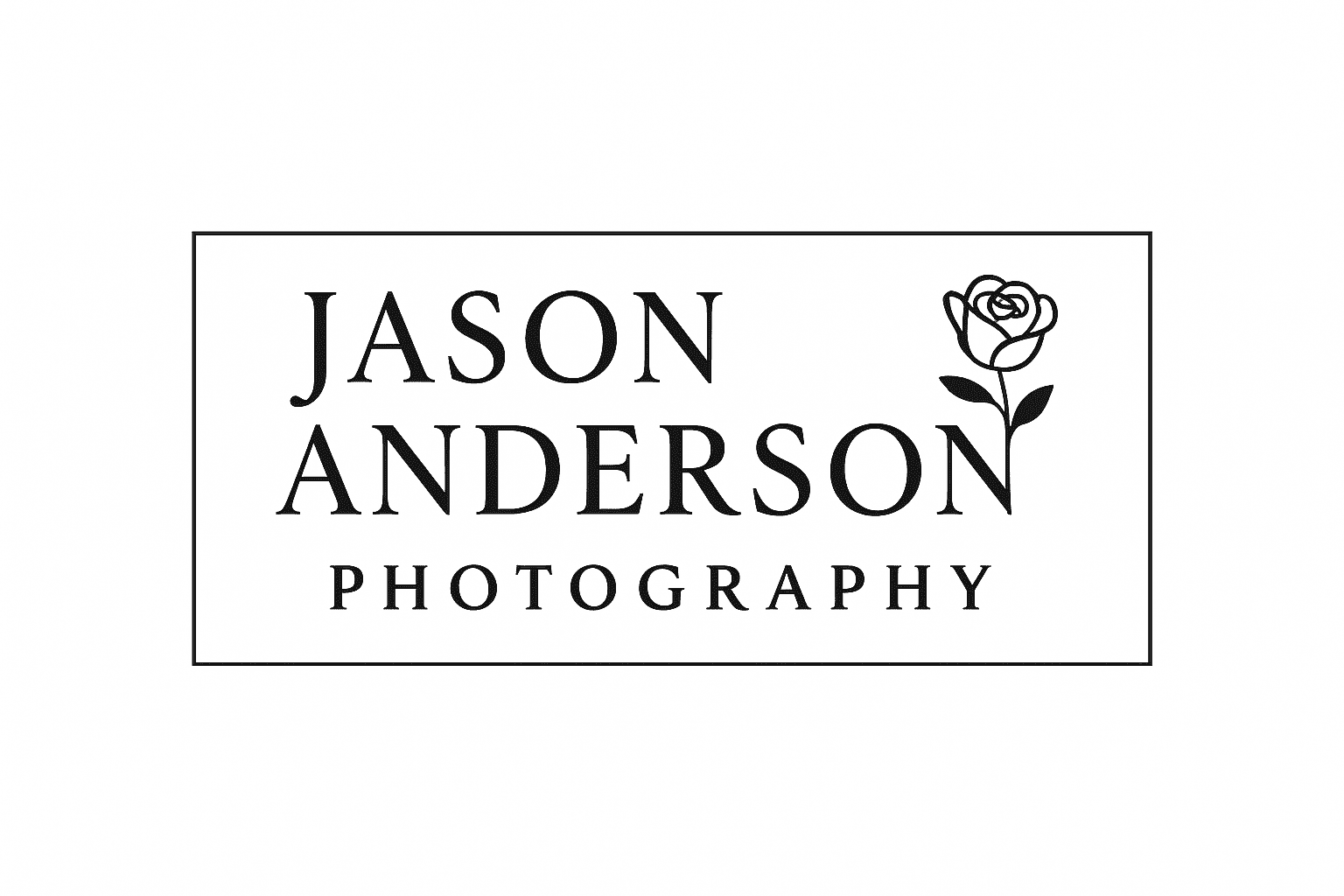 A logo with the text Jason Anderson Photography inside a rectangular border, featuring a rose illustration to the right of the word Anderson. A logo with the text Jason Anderson Photography inside a rectangular border, featuring a rose illustration to the right of the word Anderson.